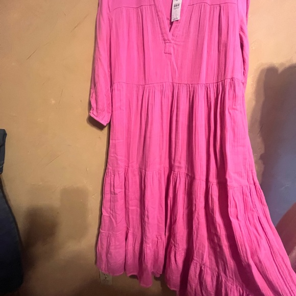 Lou & Grey Loft Small Cotton Tiered Dress Pink Pockets Maxi Travel - Picture 9 of 13